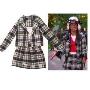Dionne's Clueless Outfit Black white Tartan Plaid Fancy Dress Adult Costume